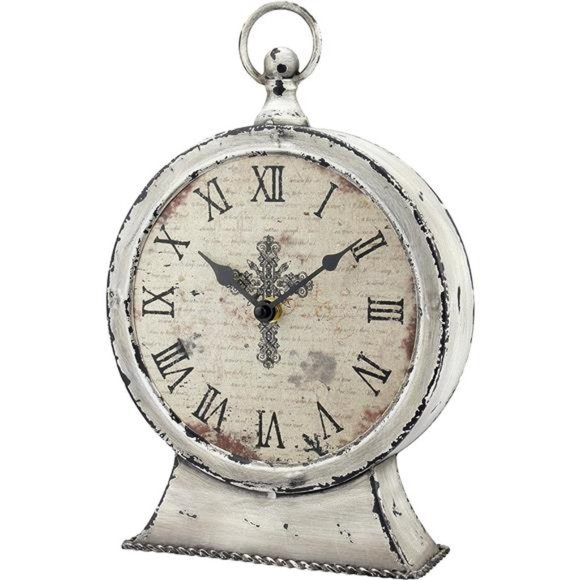 Large 12 Inch Decorative Battery Operated Table Top Clock with Roman Numerals